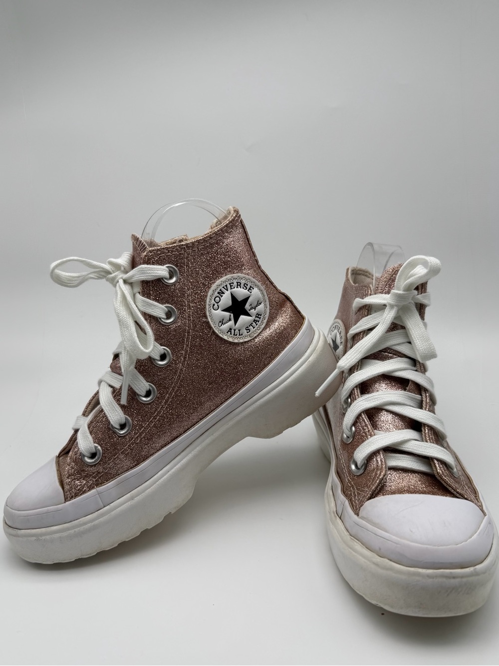 Converse Chuck Taylor Move Platform pink glitter, high tops with zipper Youth 13